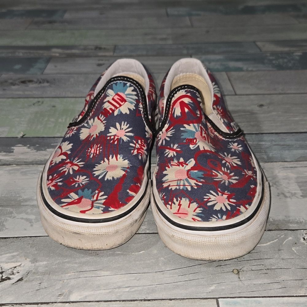 Floral Print Slip on Vans sz 6